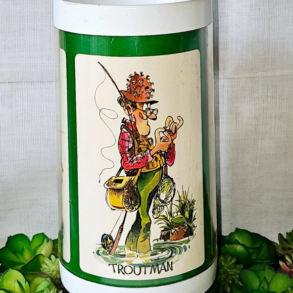 Vintage set 3 Thermo-Serv Mug 16 oz. Fun Fishing ; bowling ; badminton - Picture 12 of 15